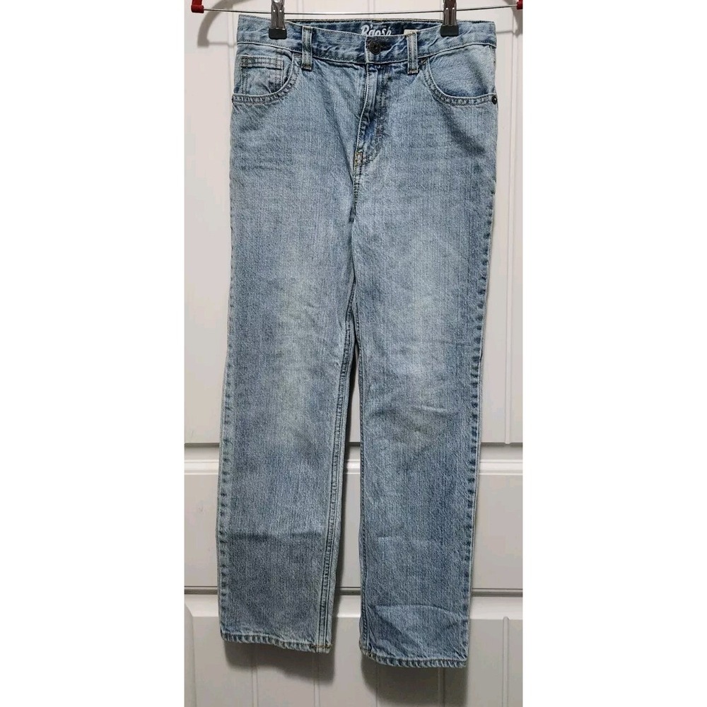 OshKosh B'gosh Jeans Boys Sz 10R Light Blue Denim Straight Adjustable Waist